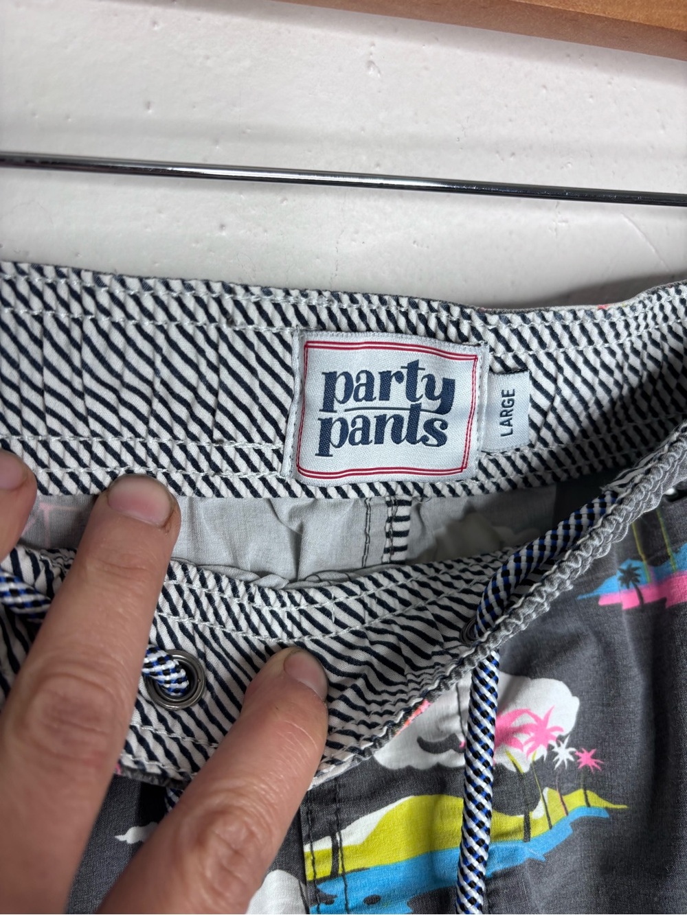Party Pants Printed Swim Trunks Dinosaur Palm Springs Gray Vintage Wash Size L - Picture 4 of 7